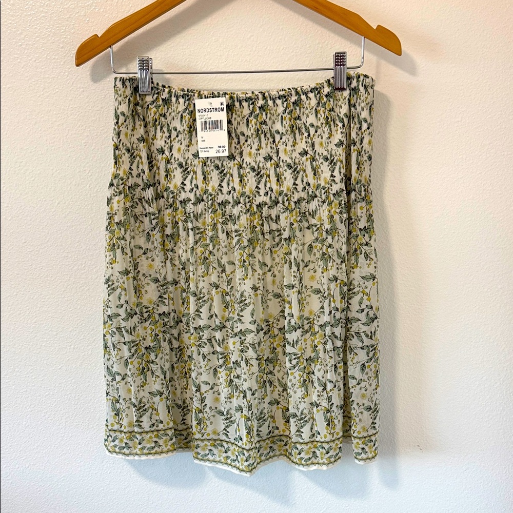 Nordstrom Floral Mini Skirt - White and Green